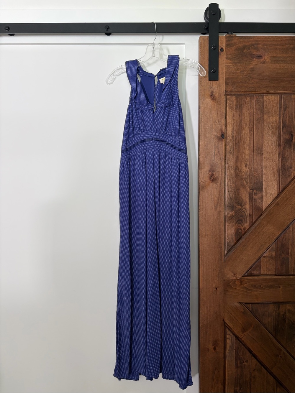 maeve by anthropologie blue polka dot jumpsuit